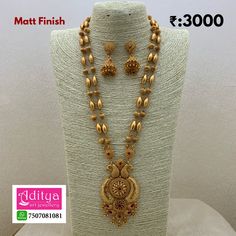 Temple Jewelry Long Necklace For Puja, Hand-strung Temple Jewelry Mala For Puja, Traditional Gold Beads Temple Necklace For Puja, Traditional Brass Temple Necklace For Puja, Brass Tilla Temple Necklace For Puja, Antique Necklace Gold