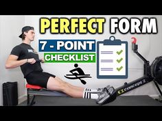 a man sitting on top of a stationary exercise bike with the words perfect form 7 point checklist