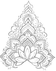 a drawing of a lotus flower in black and white