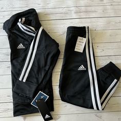 Size 4, Nwt, Black Adidas Tracksuit Black Adidas Tracksuit, Black Birthday, Adidas Tracksuit, Adidas Black, Black Adidas, Matching Sets, Size 4, Black White, Adidas