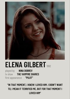 an ad for ellena gilbertt's album, the vampire diaries pilot