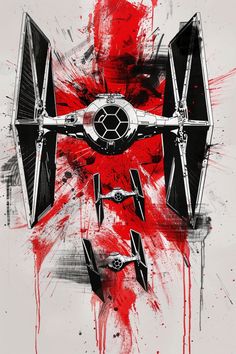 a star wars poster with red paint splattered on it