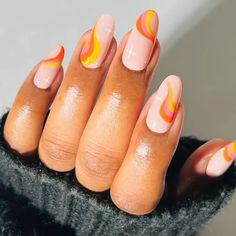 15 '70s-Inspired Nail Ideas for a Groovy Manicure Nail Designs 70s, Desert Disco Nails, Midcentury Nails, Retro Wedding Nails, Groovy Manicure, 70s Nails Retro Short, Disco Inspired Nails, 70s Groovy Nail Art, 70s Acrylic Nails