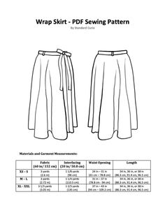 the wrap skirt sewing pattern is shown