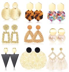 PRICES MAY VARY. ❤CLIP ON DROP EARRINGS❤ One order includes 9Pairs statement clip on drop earrings in different styles, Like rattan earrings, Acrylic earrings, Tassel earrings, Round earrings, Geometric earrings. Meeting your different daily needs. These clip on earrings look cool, It highlights your distinctive personality and popular with girls. ❤DESIGNED WITHOUT PIERCED EAR❤ Ear clip earrings, Specially designed for people without pierced ears. These bohemian style dangle earrings are also ex Rattan Earrings, Bohemian Style Design, Tassel Earing, Earrings Acrylic, Resin Acrylic, Jewelry Words, Packing Jewelry, Everyday Gifts, Earrings Round