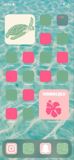 an iphone screen with the words honolu on it and images in different colors