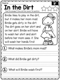 a printable worksheet for reading in the dirt