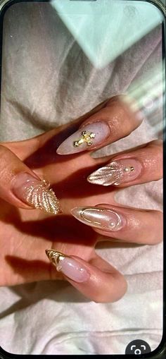 Paznokcie Hello Kitty, Nail Salon Design, Fake Acc, Nagel Tips, Gold Nail, Grunge Nails, Summery Nails, Blush Nails