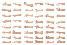 several hands are shown with different gestures on each hand, including fingers and thumbnails