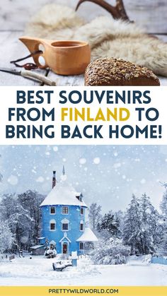 two pictures with the words best souvenirs from finland to bring back home on them