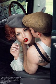 50s Couple, Rockabilly Couple, Gangster Wedding, Bonnie And Clyde Photos, Nails Photography, Pinup Photoshoot, Rockabilly Wedding, Bonnie Clyde