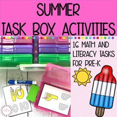 the summer task box activities are organized and ready to be used for children's learning