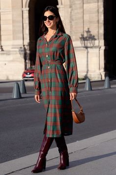 The Green & Orange Plaid Collared Long Sleeve Shirt Dress features a classic collared neckline, front buttons, and a matching waist belt to cinch your figure. Its woven fabric and midi length make it a perfect blend of comfort and style. Featured Line: SOL Product code: CAA05B4K008ZZ Features:  Woven Collared neckline Long sleeves Front buttons Waist belt Midi Pattern: Gingham Wash Method: Regular Wash Material: 100%POLYESTER. Plaid Flannel Dress, Orange Plaid, Long Sleeve Shirt Dress, Plaid Dress, Plaid Flannel, Green Orange, Green And Orange, Waist Belt, Midi Length