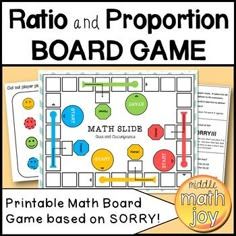 a printable board game with the words'ratio and proportion board game on it