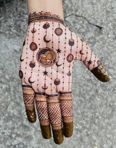 a person's hand with henna tattoos on it