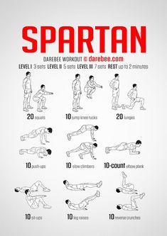 a poster showing how to do the spartan workout with instructions for each step in this exercise