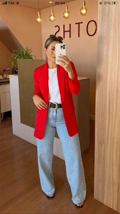 Red Blazer Outfit For Work, Red Blazer Outfit Casual, Red Blazer Outfit, Casual Oufits, Looks Pinterest, Stylish Work Attire, Classy Fashion