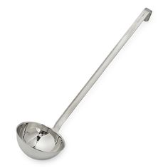 a stainless steel measuring spoon on a white background