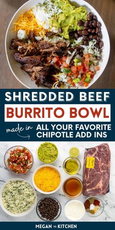 shredded beef burrito bowl made in all your favorite chipotle add ins