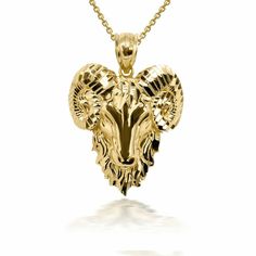 Description: 10k Solid Gold Ram Aries Zodiac Symbol Of Rulership Pendant Necklace Item No.: H796 Metal Type: 10k Solid Gold (Available In 14k Solid Gold) Metal Color: Yellow Gold Or White Gold Or Rose Gold Measurement: Height With Bail: 1.23 In Width: 0.85 In Est. Weight: 4.12 Grams (Pendant) . With Chain : 5.12 - 5.4 Grams (Vary From Chain Length) Chain Available In 16", 18", 20", 22" Brand New With Box Made To Order. Please Allow 3-5 Days To Be Shipped. Aries Zodiac Symbol, Aries Jewelry, Aries Necklace, Shine Jewelry, Zodiac Pendant Necklace, Ram Head, Solid Gold Chains, Zodiac Pendant, Zodiac Symbols