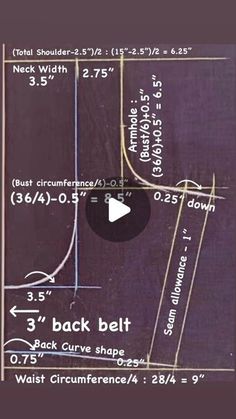 the back belt is shown with measurements