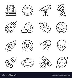 the space and astronomy icons set