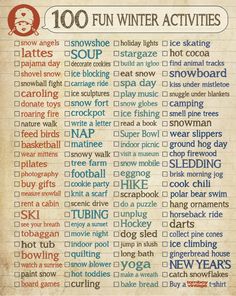 a list of winter activities for kids to play with in the snow and have fun