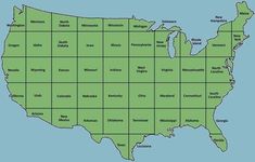 a map of the united states with all major cities and their respective names in green