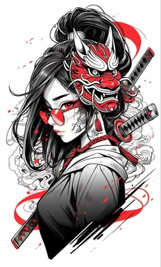 Geisha Tattoo Design, Geisha Tattoo, Japanese Tattoo Art, Japanese Tattoo, Japanese Art, Tattoo Art, Tattoo Design, Tattoo Ideas, Mask