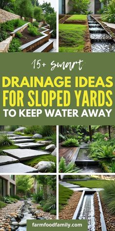 15 Smart Drainage Ideas for Sloped Yards to Keep Water Away 36 Landscaping On Sloped Front Yard, Vegetable Garden On A Hill Sloped Yard, Storm Water Drainage Landscapes, Garden Drainage Ideas, Garden Drainage Solutions, Patio Drainage Solutions, Front Yard Slope Landscaping Ideas, Garden Slope Ideas, Diy Dry Creek Bed For Drainage