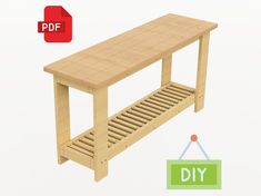 an image of a wooden bench with the word diy on it and a red dot