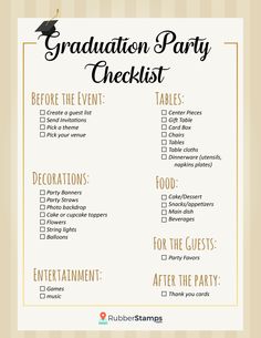 a graduation party checklist with the words graduation party on it