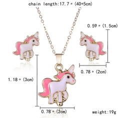 Unicorn Jewelry Cute Earrings Necklace Women Wedding Party Jewelry Set – Atom Oracle Unicorn Jewelry, Unicorn Earrings, Welcome Home Gifts, Necklaces Women, Unicorn Pendant, Unicorn Necklace, Horse Necklace, Horse Jewelry, Pink Animals