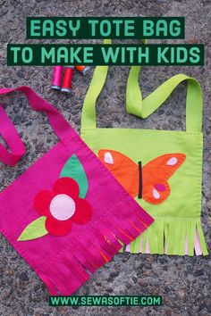 an easy tote bag made with kids's sewing supplies