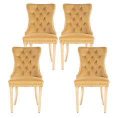 four beige chairs sitting next to each other