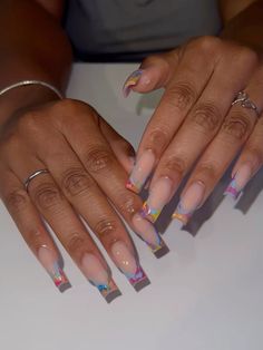 Long Square Nails Design Ideas Summer, Nails Acrylic Vacation, Overlay Nail Ideas, Medium Length Nails Acrylic, Summer Nails Black Women, Medium Length Nails, Length Nails, Acrylic Overlay