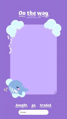 a purple background with a dolphin and clouds on the bottom right hand corner is an empty space for text