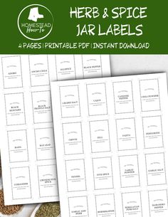 the printable herb and spice jar labels