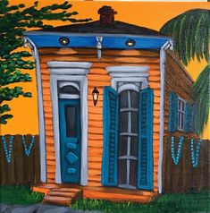 New Orleans house, art by Janan Riley New Orleans Drawing Simple, New Orleans Illustration Art, New Orleans Watercolor Art, New Orleans Artwork