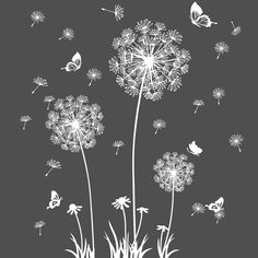 PRICES MAY VARY. Dandelion Wall Decor for Bedroom and Living Room: Those room wall decals can be applied to walls, furniture, tiles, mirrors and windows in your bedroom, living room, kids room, hallway or office- Not suitable for dusty, broken or damp walls Comes in 2 sets dandelion wall decal, sheet size: 9.85" × 35" (30cm × 90cm), DIY wall stickers, pasted freely according to your preferences Measures 59" wide x 49.2" high / 150cm x 125cm. Can be adjusted and re-positioned any way you like. Br Dandelion Stencil, Sofa Backdrop, Door Fence, Modern Wall Stickers, Dandelion Wall Decal, Backdrop Tv, Flying Butterflies, Fluttering Butterflies, White Dandelion