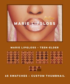 an image of a woman's lips with the words marie lipgloss on it