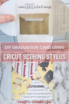 the instructions for how to make an origami card using cricut scoring stylus