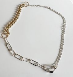 This mixed chain link necklace is so unique and pretty! Any direction it spins looks amazing! Made with sterling silver and gold filled components Metal Cable Chain Long Necklace, Metal Adjustable Chain Necklace For Layering, Metal Chain Necklace With Adjustable Chain For Layering, Metal Cable Chain Necklace For Layering, Adjustable Metal Chain Necklace For Layering, Silver Chain Metal Necklaces For Layering, Layering Silver Chain Metal Necklaces, Chunky Chain Metal Necklace For Layering, Metal Cable Chain Necklaces