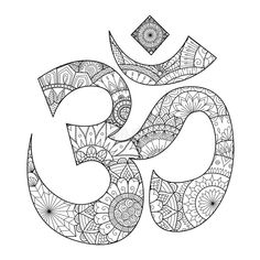 the om shan symbol is shown in black and white, with intricate designs on it