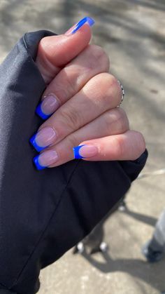 Hoco Nails, White Tips, Art Enthusiast, Broken Nails, Blue Acrylic Nails, French Tip Acrylic Nails, Acrylic Nails Designs