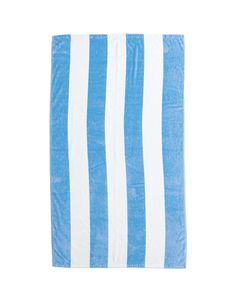 a blue and white towel on a white background