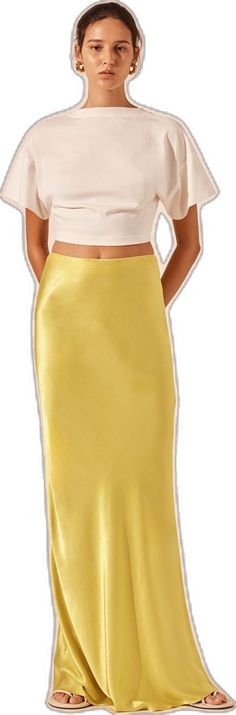 Yellow Long Skirt For Evening, Elegant Yellow Maxi Skirt, Elegant Yellow Silk Skirt, Shona Joy, Satin Finish, Sofia, Maxi Skirt, Satin, Collage