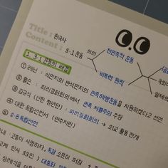 a piece of paper with an image of eyes and words written in korean on it