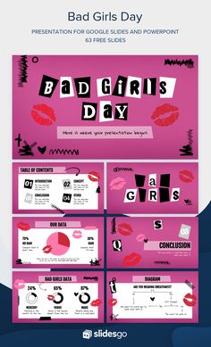 a pink poster with the words bad girls day on it