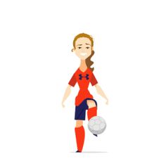 a female soccer player with a ball in her hand